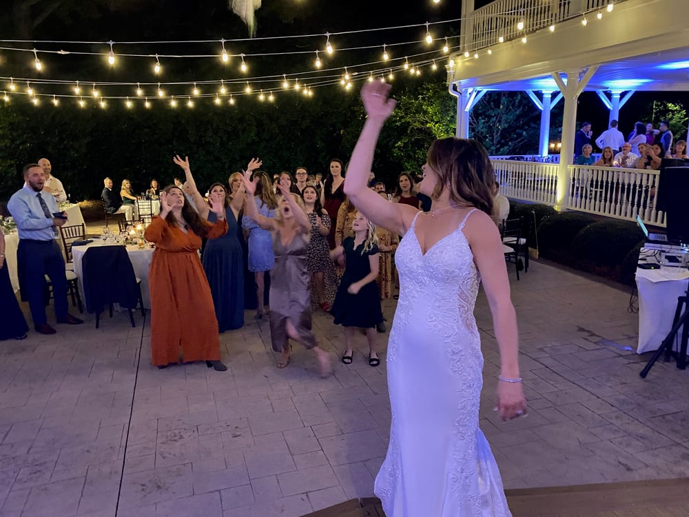 Wedding bouquet toss