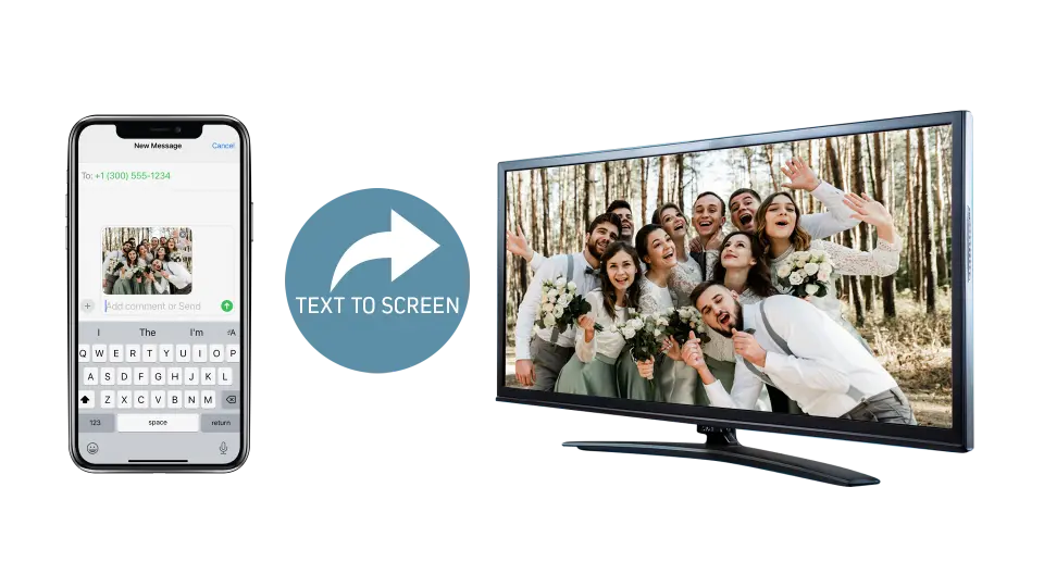A guest's text photo travelling from a phone onto the big TacBoard screen